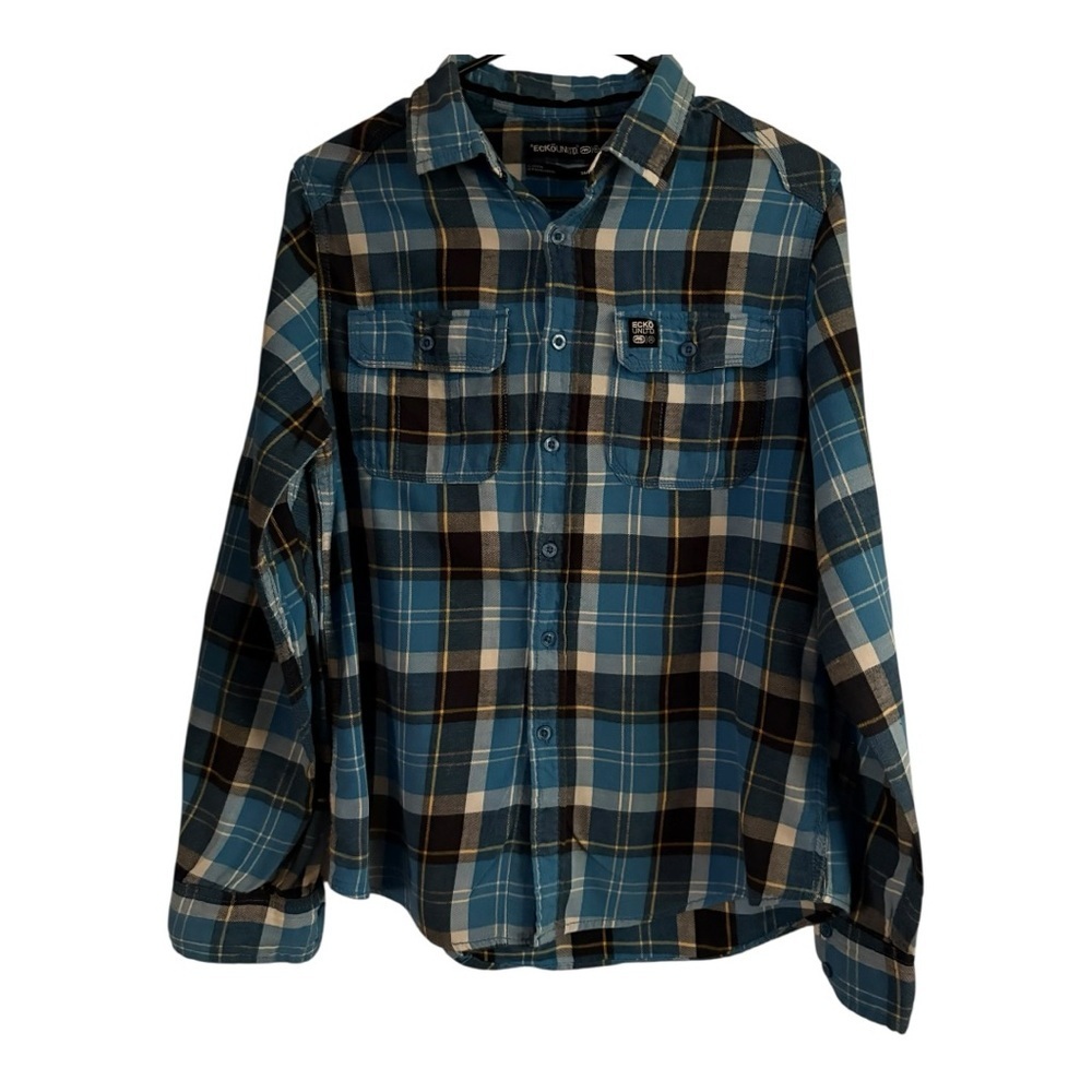 Ecko Unlimited Blue and White Plaid Shirt